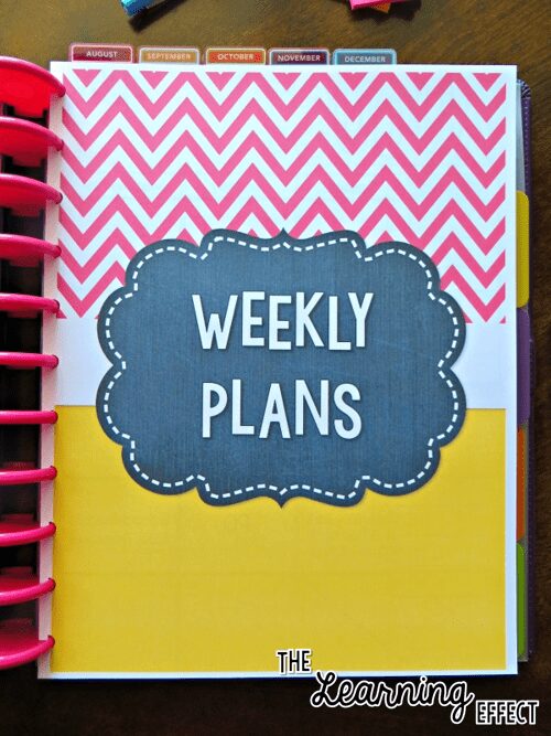 teacher planner weekly plans cover