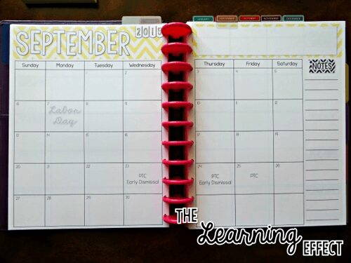 teacher planner monthly calendar spread