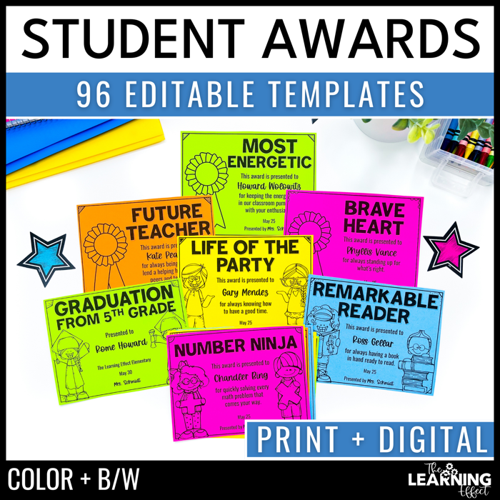 Student award templates