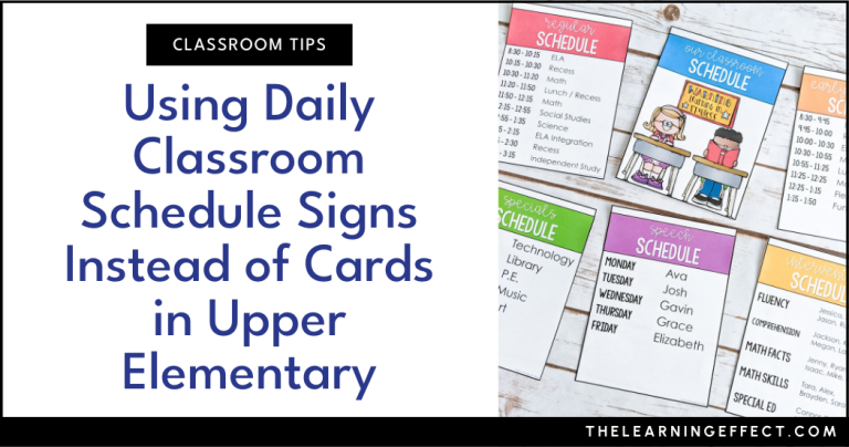 Using Daily Classroom Schedule Signs Instead of Cards in Upper Elementary