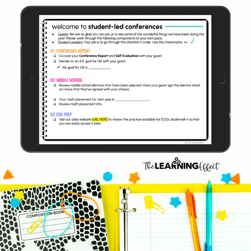 Virtual student led conference digital portfolio