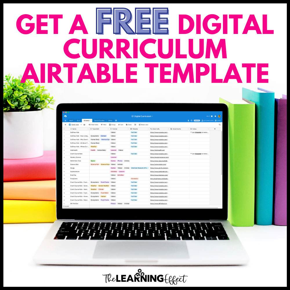 Digital curriculum resources airtable base freebie