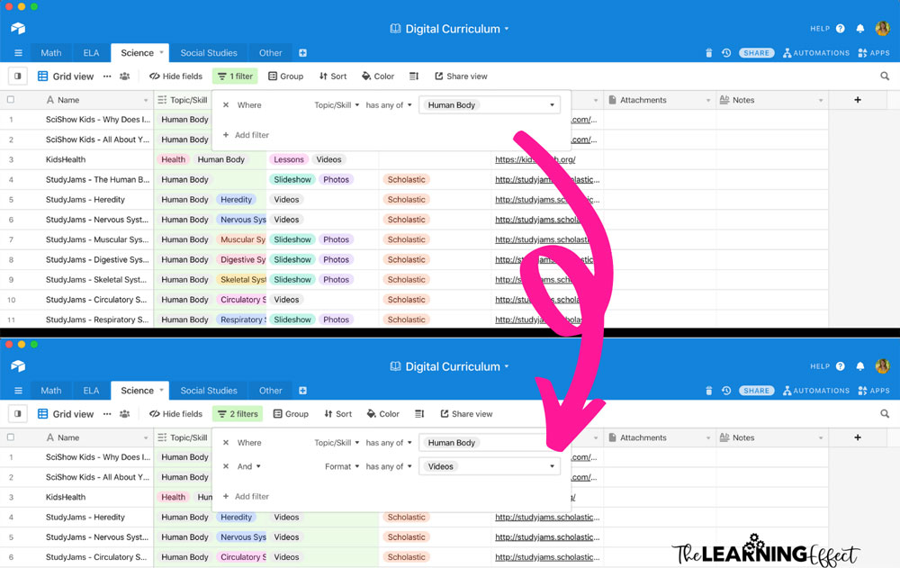 Airtable filtering