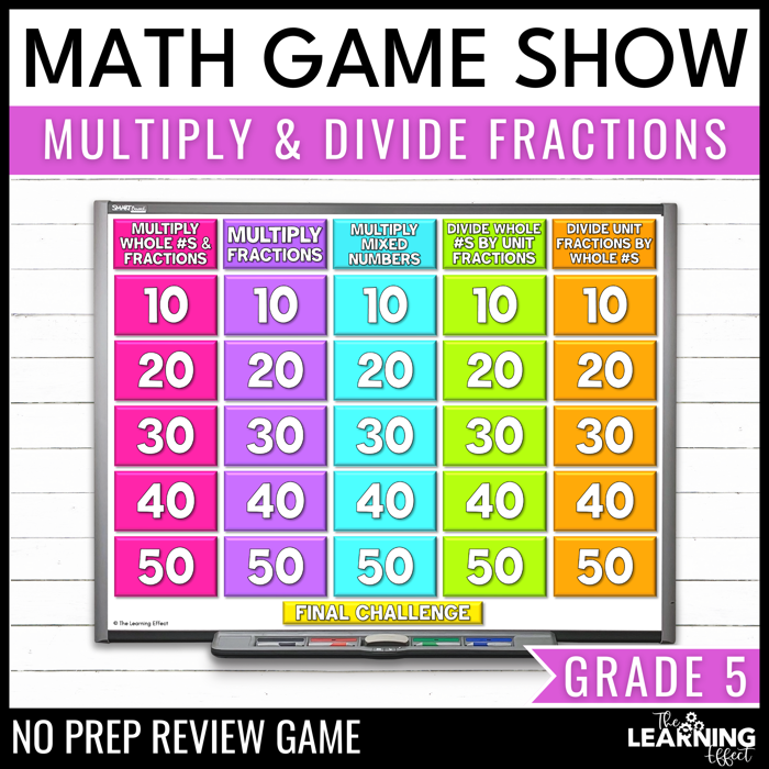 Multiply and divide fractions game show