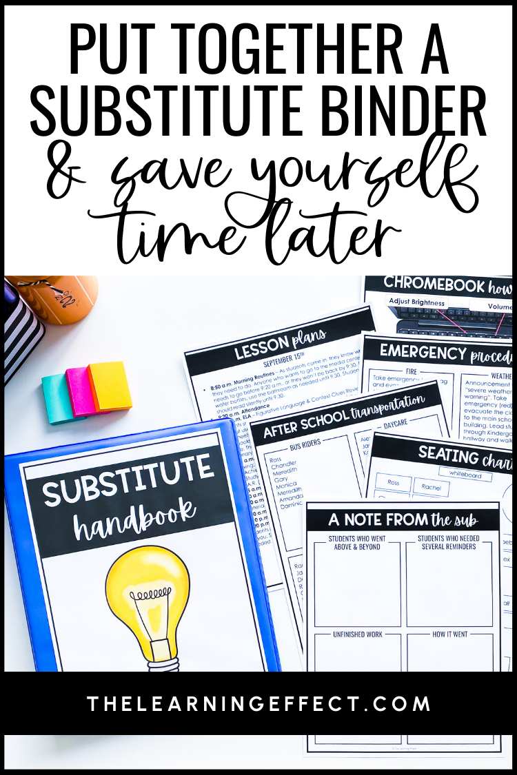 Put together a substitute binder and save yourself time later