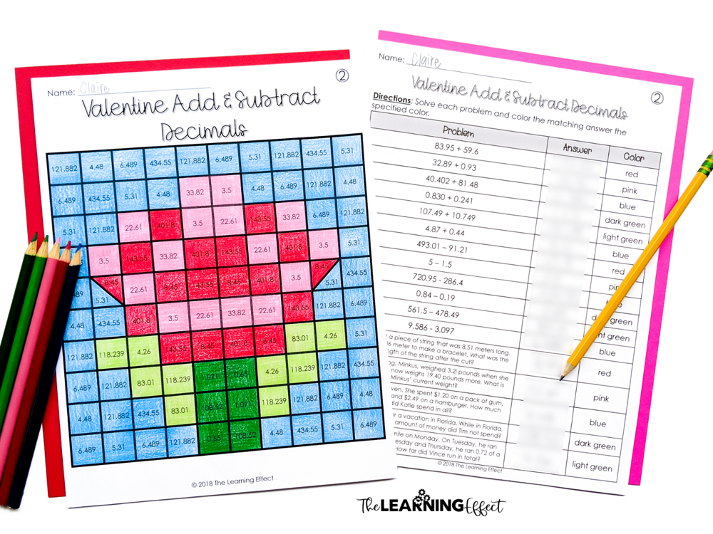 Valentine's math mystery picture