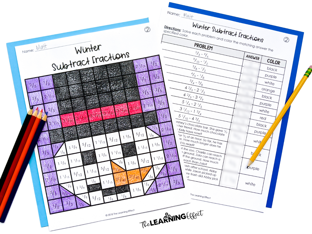 Winter math mystery picture