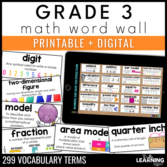 3rd grade math word wall