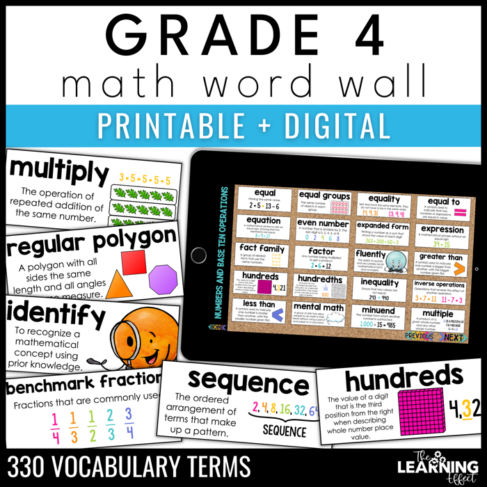 4th grade math word wall