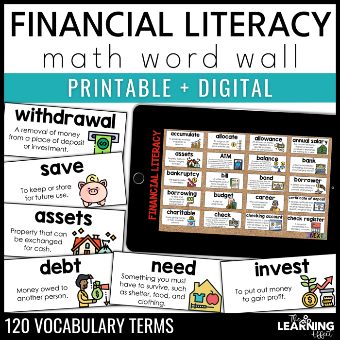 Financial literacy word wall