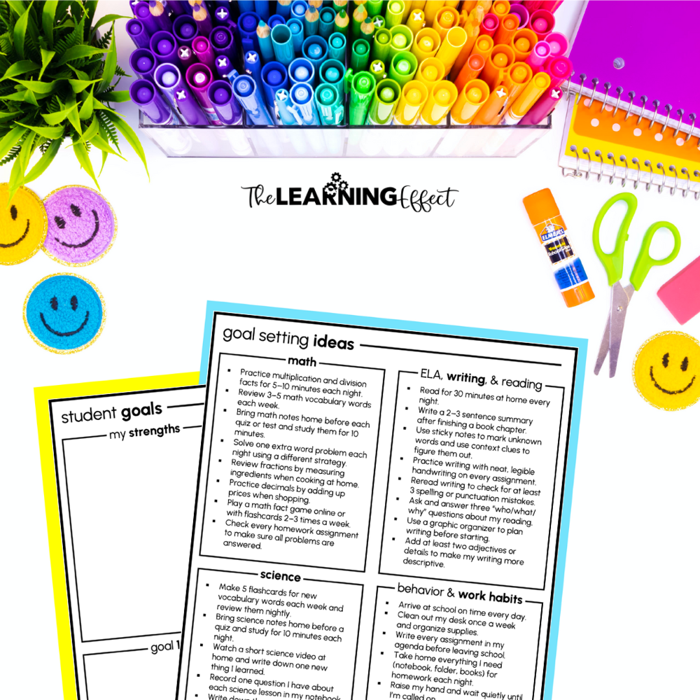 Student led conference goal setting ideas and student goals