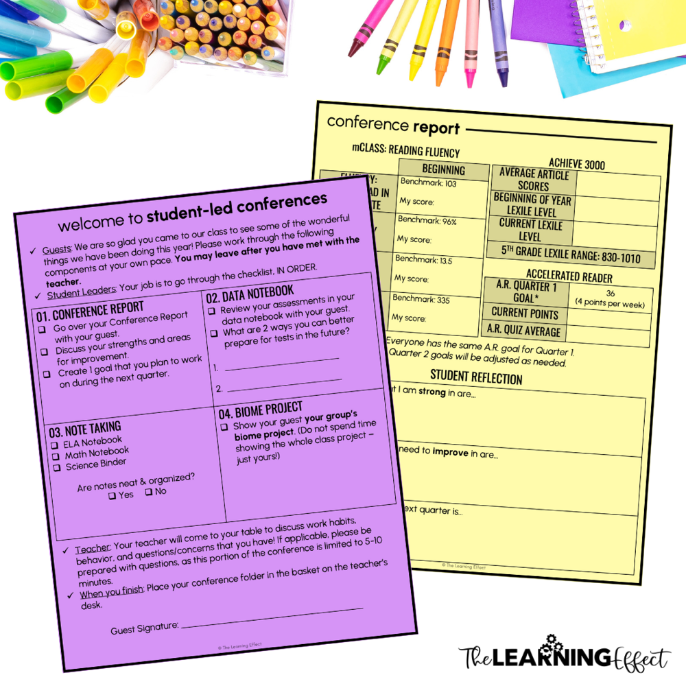 Student led conference student script and conference report
