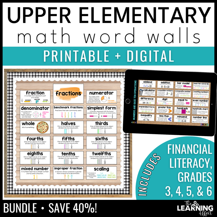Math word wall bundle