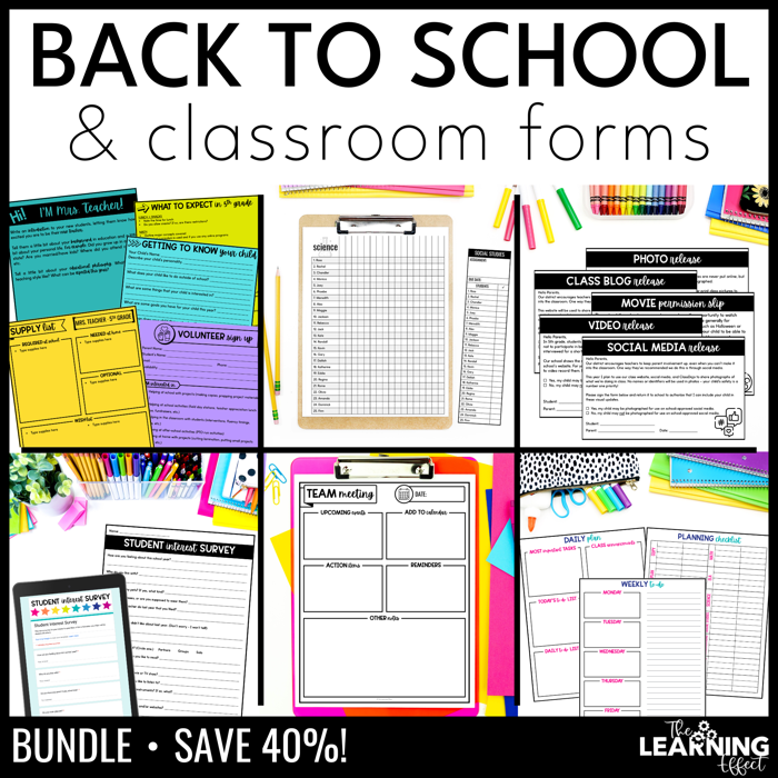 Back to school forms, checklists, and templates