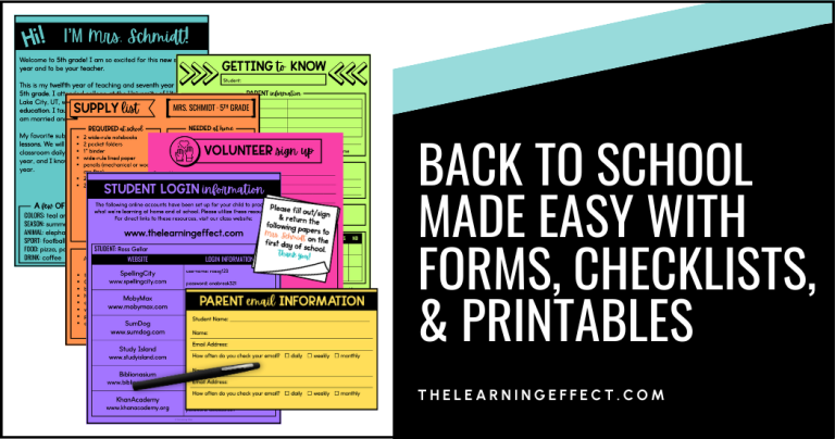 Back to School Made Easy with Forms, Checklists, and Printables