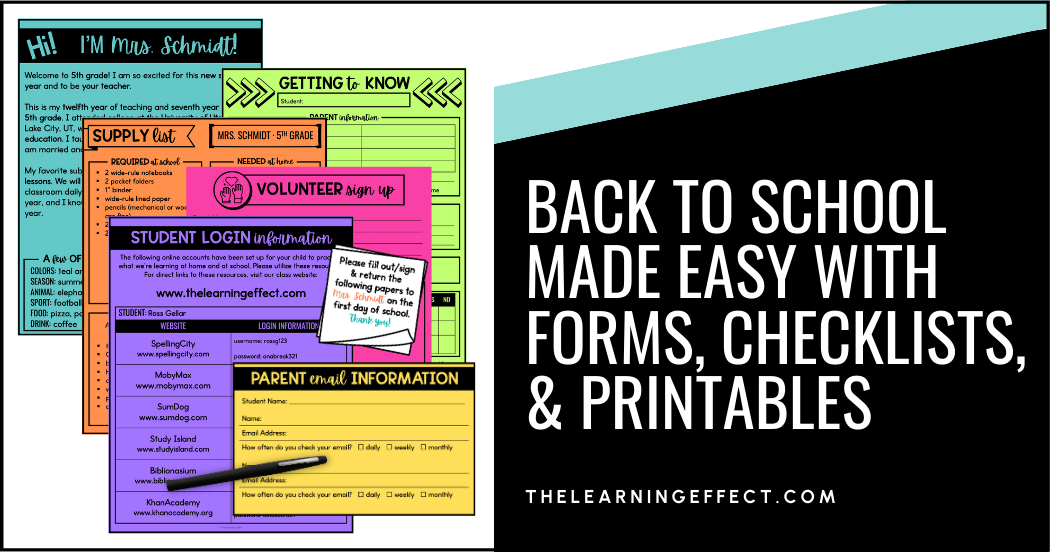 Back to school made easy with forms, checklists, and printables