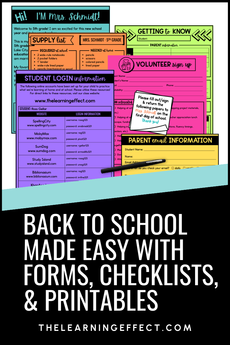 Back to school made easy with forms, checklists, and printables