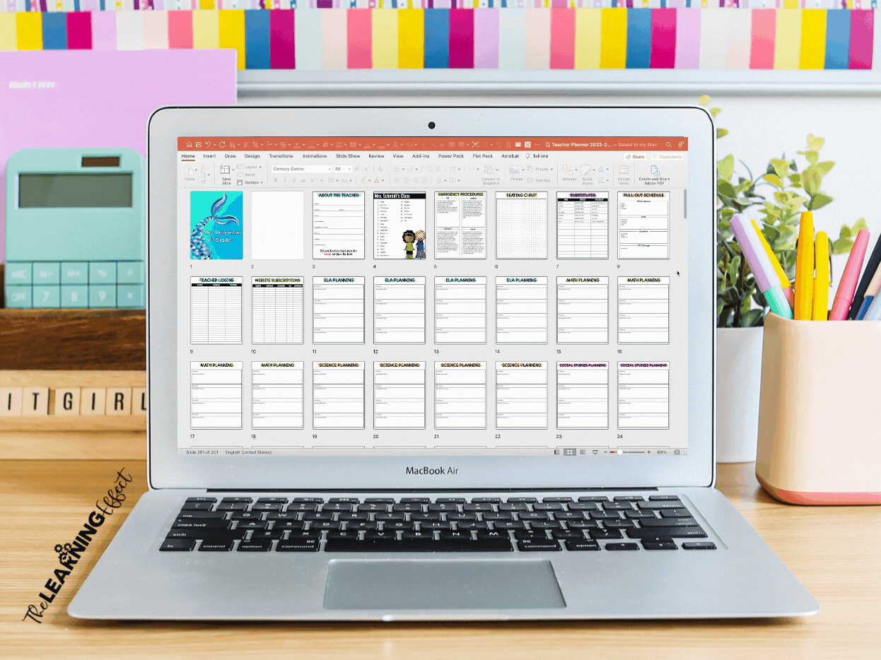 laptop computer with customized DIY teacher planner
