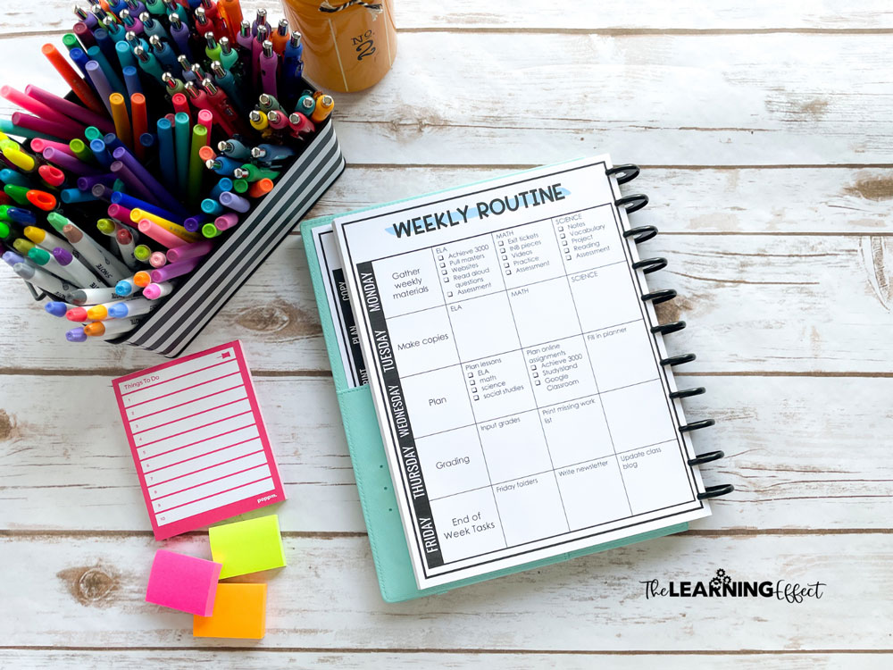 teacher weekly planning routine