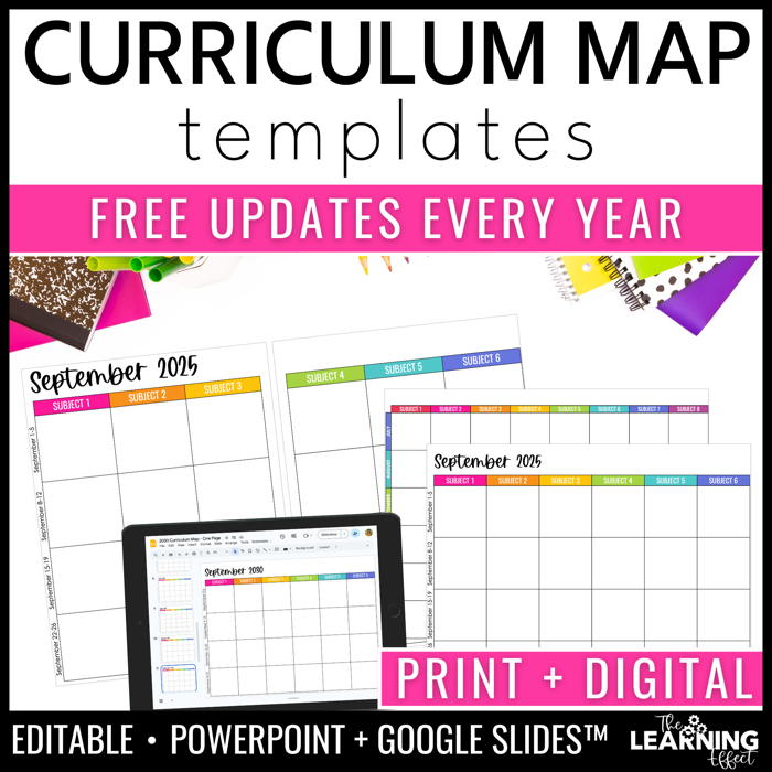 Editable curriculum map templates