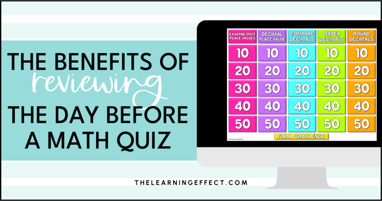 The Benefits of Reviewing the Day Before a Math Quiz