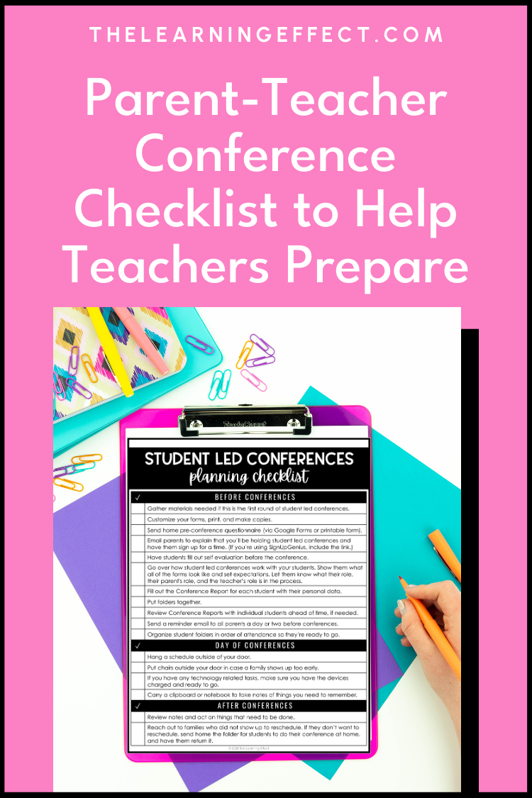 Parent-teacher conference checklist to help teachers prepare