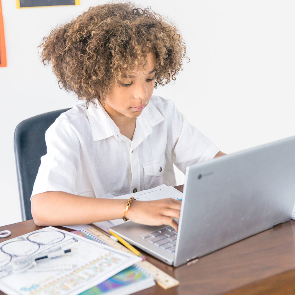 Student working on a laptop