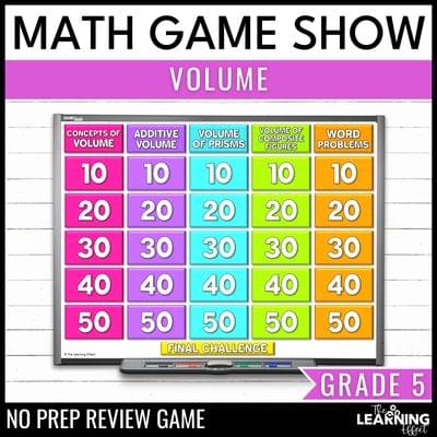 Volume game show | 5th grade math review test prep activity