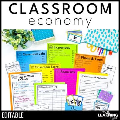 Class economy | money job application classroom store | editable