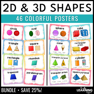 2d and 3d shape attributes posters bundle | geometry vocabulary anchor charts