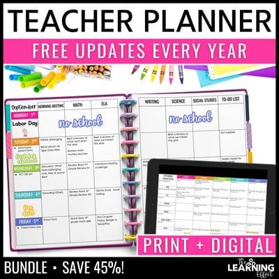 Editable teacher lesson planner binder 2025 printable and digital bundle