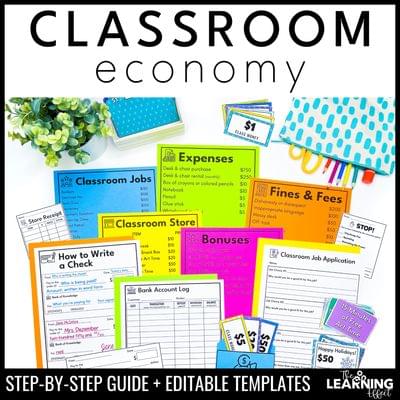 Classroom economy system | class cash money jobs store guide | editable