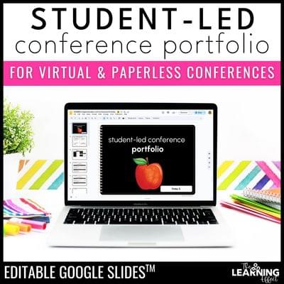 Student led conferences google slides | editable digital portfolio virtual forms