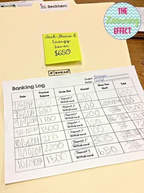 Student economy banking log
