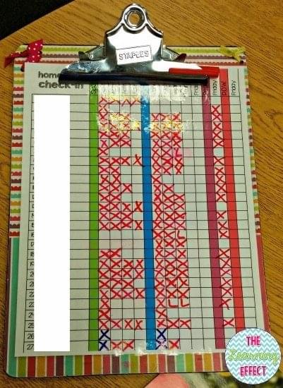 Homework tracking list