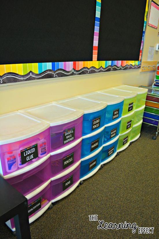 Student supply storage drawers