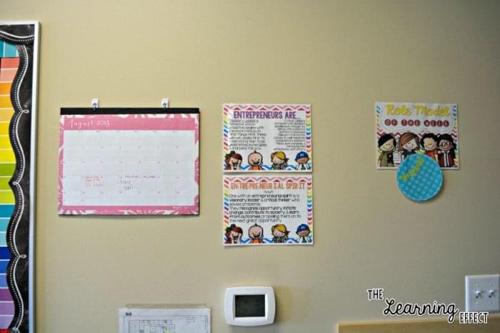 Wall calendar, class mission statement