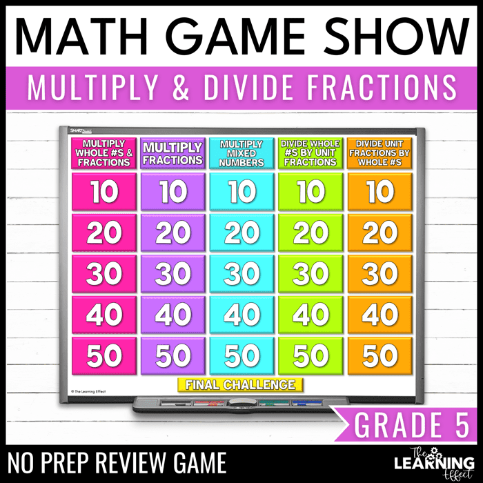 Multiply and divide fractions game show