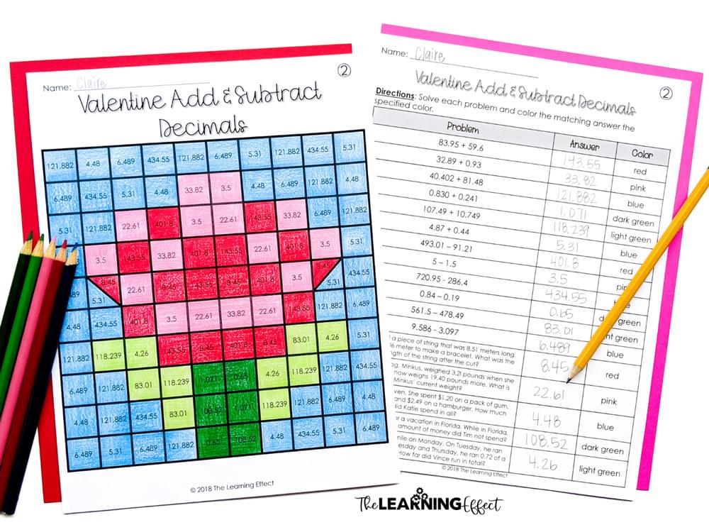 Valentine's math mystery picture