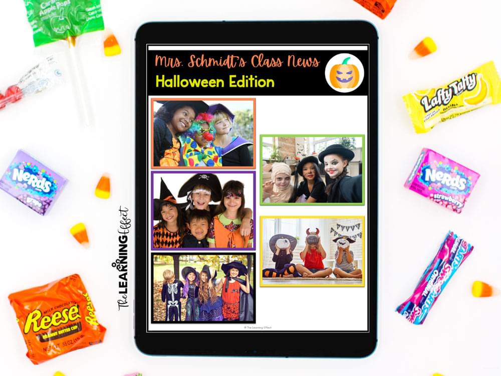 Digital class newsletter on tablet