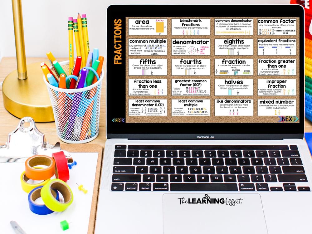 Digital 5th grade math word wall