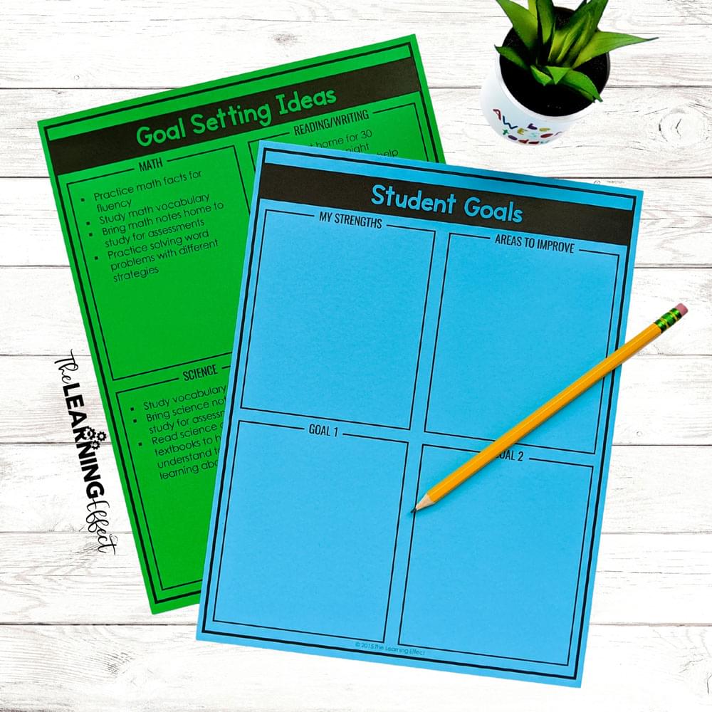 Student goal setting sheets