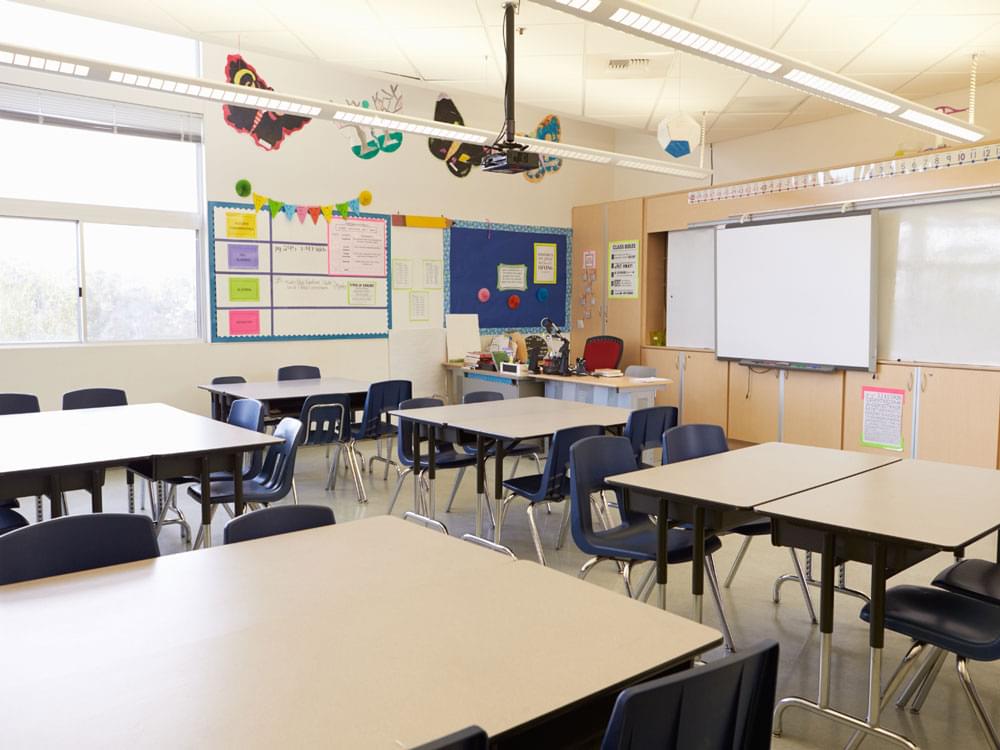 Tidy desks in a classroom