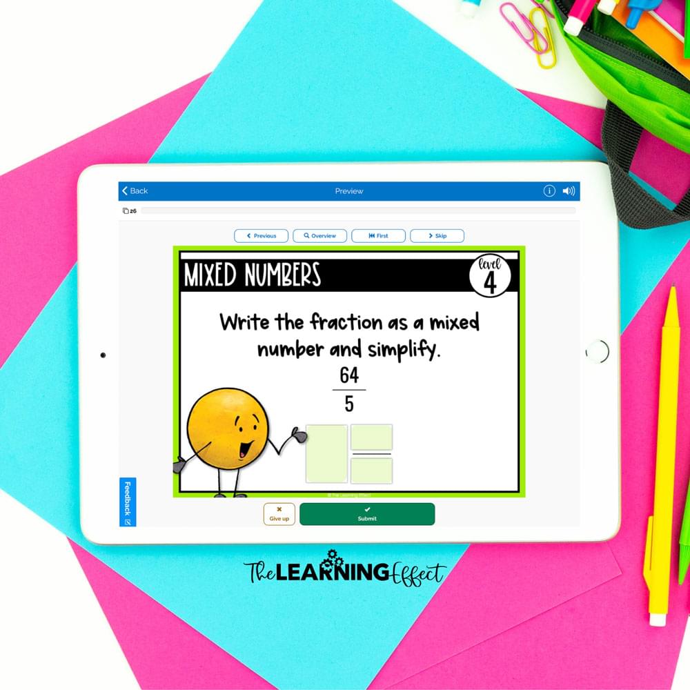 Fraction activity on ipad