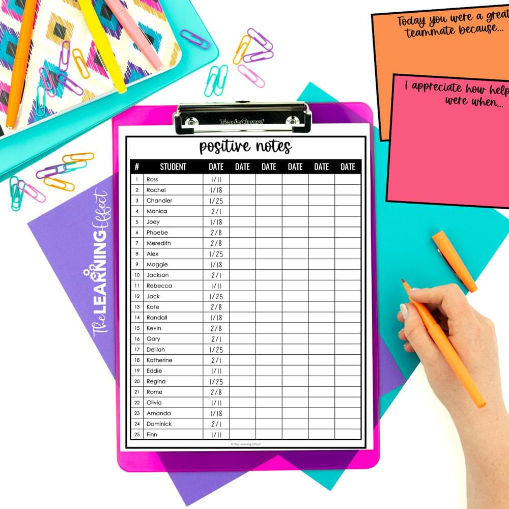Positive notes checklist