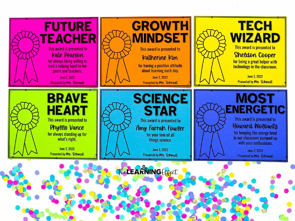 Student award templates