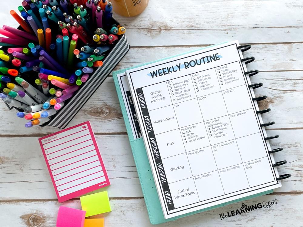 Weekly routine sheet